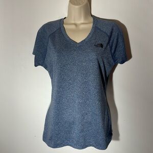 The North Face V-Neck Blue Athletic Short Sleeve Top Medium